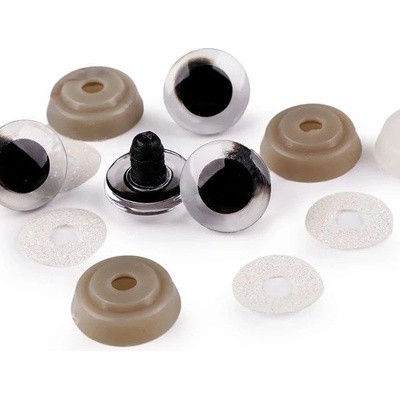 Bezpečnostní oči 20mm glitrové bílé (1pár)