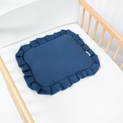 Tulimese Mušelínová deka s volánem indigo