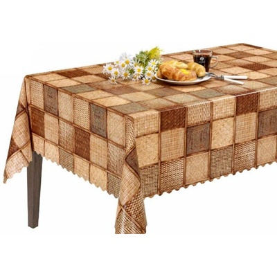 Sanem Plastik 1436 PVC ubrus Florista ratanové kostky role hnědá role 20 m 140x2000cm