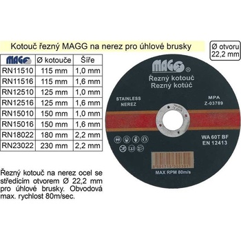 Magg kotouč řezný 150 x 1,6 mm RN15016