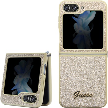 GUESS Гръб Guess PC/TPU Glitter Flakes Metal Logo Case за Samsung Galaxy Z Flip 5 - Златист