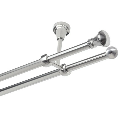 OK-GarnýžeCZ Garnýž kovová dvouřadá 19mm Koloseo nerez 450 cm do stěny / na tunýlek - bez kroužků