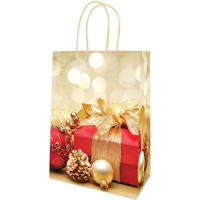 Екстрапак 24 х 33 см подаръчна луксозна хартиена чанта с декор "Червен подарък (35830)
