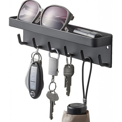 !!!Yamazaki Černý nástěnný věšák na klíče Smart s policí 6 x 24,5 cm – Zboží Mobilmania