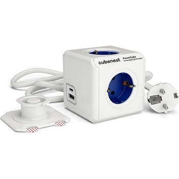 Cubenest PowerCube Extended USB PD 20W, A+C, 4× zásuvka, 1,5 m, biela/modrá 6974699971405