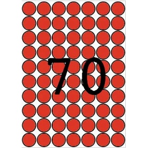 APLI Етикети, кръгли, 19 мм, цветни, a5, apli, червени, 560 етикета в опаковка 12105 (12105)