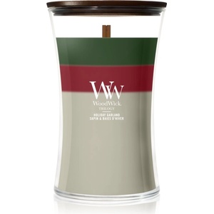 WoodWick Trilogy Holiday Garland ароматна свещ с дървен фитил 610 гр