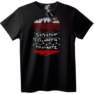 NOONEBRAND Тениска Весела Коледна Азбука - 2XL, Black