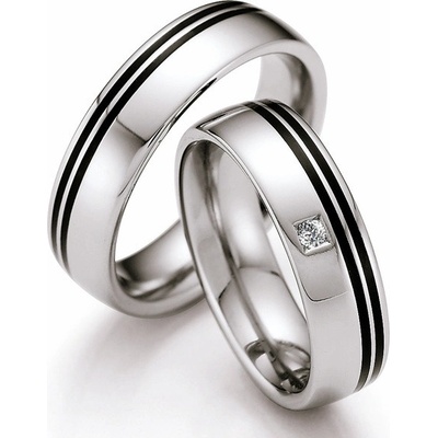 Snubní prsteny z oceli s keramikou a diamantem ST144