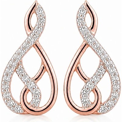 Šperky Eshop Briliantové náušnice 14K s propletenou slzou z kombinovaného zlata S6BT600.32