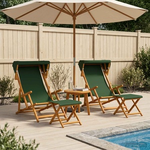 vidaXL Шезлонг 4 pcs 3 позиция Плътно евкалиптово дърво Зелено (3407801)