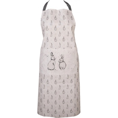 Clayre & Eef Béžová kuchyňská zástěra s králíčkem Bunny Buddies 70x85 cm
