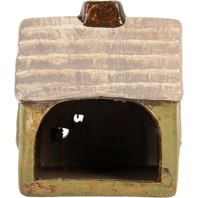 Zelený keramický svícen na čajovou svíčku domek Village - 8*7*10 cm - Clayre & Eef