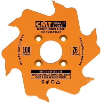 CMT Kotúč lamelovací pre lamelové spoje - D100x3,96 d22 Z6 HM striedavý zub