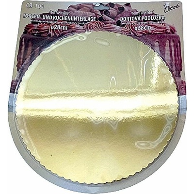 podložka d28cm+5 pap.krajek, zlatá metalická dortová