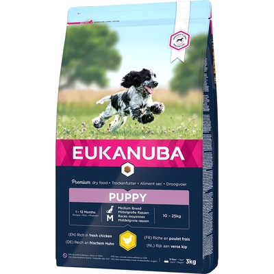EUKANUBA 10% намаление! Eukanuba суха храна за кучета, малки опаковки - Puppy Medium Breed с пиле (3 кг)