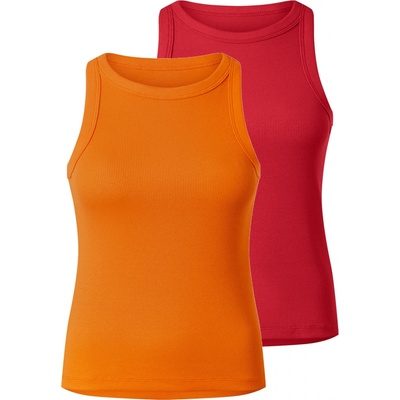 esmara dámský vroubkovaný top 2 kusy červená/oranžová – Zboží Dáma