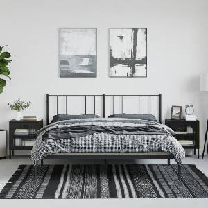 vidaXL Нощни шкафчета 2 бр черни 50x35x60 см стъкло и стомана (3211825)