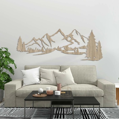 Dřevěný obraz na zeď - Hory a les | SOFI: HDF - Dub Sonoma 55 x 20 cm 4360-78511 FB-HDF0414
