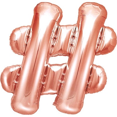 PartyDeco Fóliový znak # růžově zlatý 35 cm