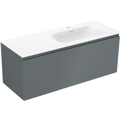 Rivel шкафче за баня 120 см с мивка Vela дясна, 1S, 1D, оребрена, графит/бял мат - 91A23-12047-3-BBFF66-W23P01 (91A23-12047-3-BBFF66-W23P01)