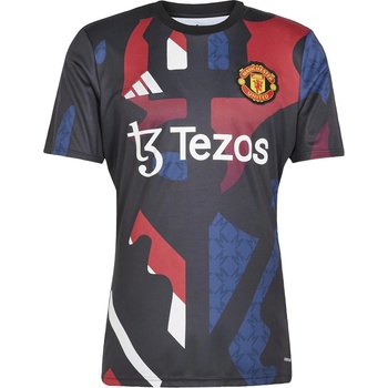 Image 1 of adidas Manchester United Prematch Shirt 2024 2025 Adults - Black/Red