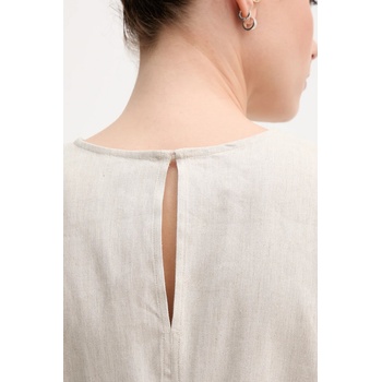 Calvin Klein Ленена блуза Calvin Klein дамска в бежово с меланжов десен LV044B120G (LV044B120G)