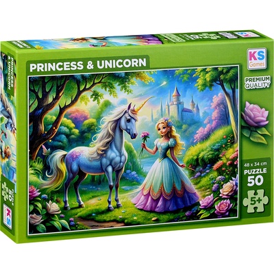 KS Games Пъзел KS Games от 50 части - Принцеса и еднорог (31755)