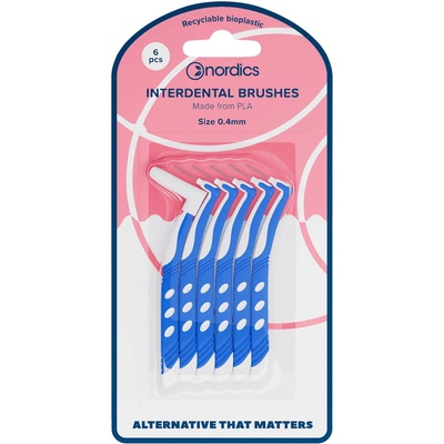 Nordics Интердентални L-образни четки за зъби, 0.4 mm, 6 броя