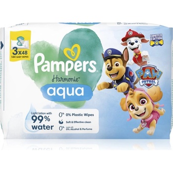Pampers Harmonie Aqua Paw Patrol мокри почистващи кърпички за деца 144 бр