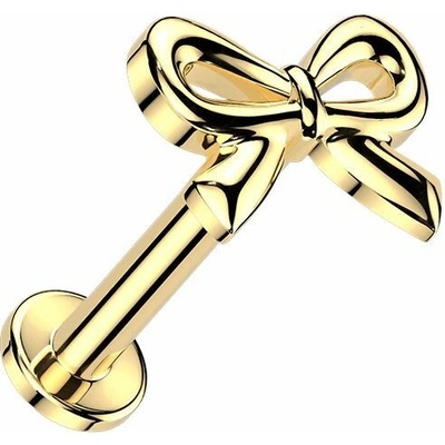 MARRE Zlacená Llabreta piercing do ucha mašlička (1,2 x 8 mm) LB0045GD-1208