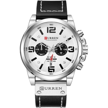 Curren Мъжки часовник Curren Otosis, Хронограф, Естествена кожа, Кварцов, Черен/Бял (CURREN-8314-BLACK-WHITE)