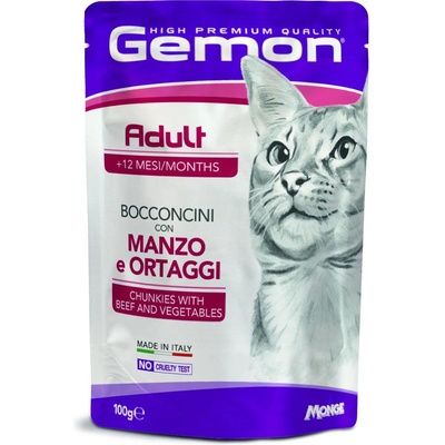 Gemon adult with beef and vegetables - Пауч за котки с Говеждо и зеленчуци - 100гр