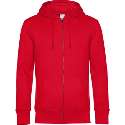 B&C mikina KING Zipped Hood s kapucí a zipem červená
