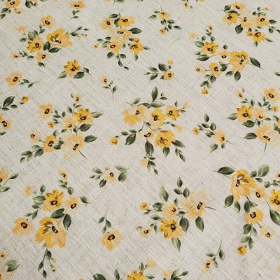Dekorační látka KVĚTY LINO žlutá 150 cm