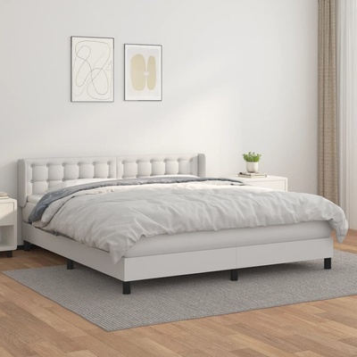vidaXL 11461.3130794 Boxspring postel s matrací bílá umělá kůže