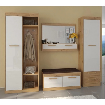 Medlocross Předsíňová stěna GATTON 1 dub artisan/bílý lesk