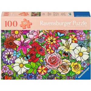 Ravensburger Пъзел Ravensburger от 100 XL части - Цветята на Тифани (7012001364)