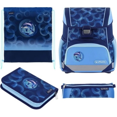 Herlitz Ученически комплект с чанта-раница Loop Plus, заредена, Dolphin Ride - Herlitz