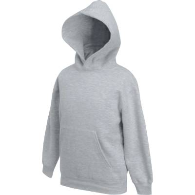 Fruit of the Loom КЛАСИЧЕСКИ ДЕТСКИ СУИТШЪРТ С КАЧУЛКА / Детски суитшърт с двуслойна качулка - светло сив меланж 128 (162043610a5)