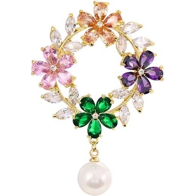 Gaira brož květy s perlou 312118-22