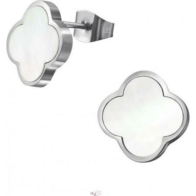 Prosperk náušnice ocelové květy s perletí S2587