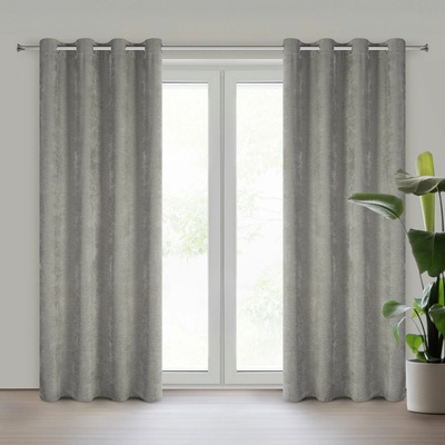 Eurofirany Závěs 140 x 250 cm žinylkový šedý na kovové kroužky VANI