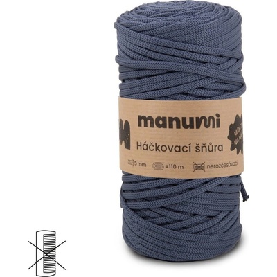 Manumi háčkovací polyesterová šňůra 5 mm denimová - 1 ks