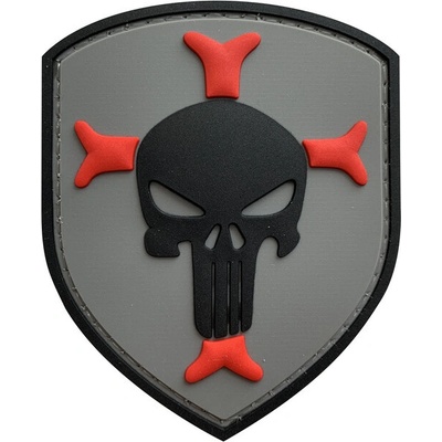 WARAGOD Nášivka 3D Knights Templar Cross Crusaders with Punisher 7.5x6cm
