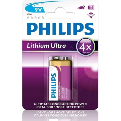 Philips 6FR61LB1A/10 - Литиева батерия 6LR61 LITHIUM ULTRA 9V 600mAh (P2184)