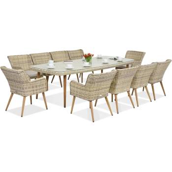 Garden Point Ексклузивен трапезен комплект с голяма маса Cordoba за 10 човека Garden Point sand (GAP058SD-10)