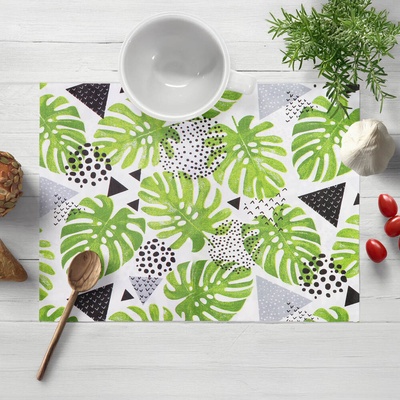 Biante bavlna prestieranie Sandra SA-175 Zelené listy Monstera 30x40cm