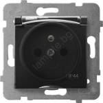 Ospel - Външна домашна розетка без рамка 230V ARIA IP44 черна (OE0008)