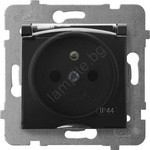 Ospel - Външна домашна розетка без рамка 230V ARIA IP44 черна (OE0008)